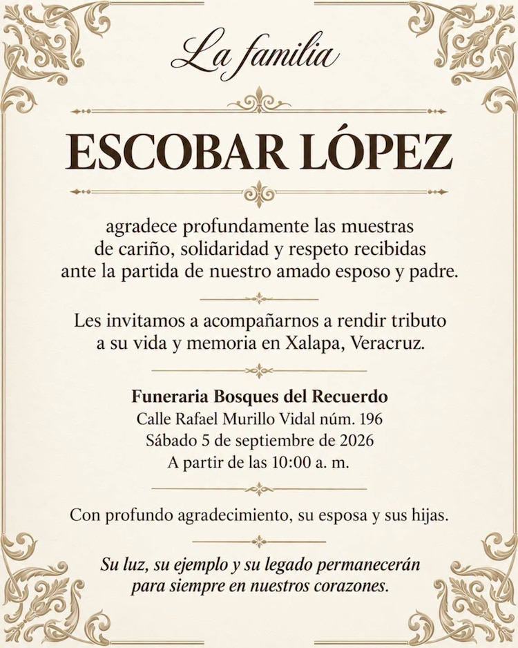 Mensaje de la familia del diputado fallecido.