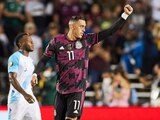 Rogelio Funes Mori festeja un gol con la Selección Mexicana en la Copa Oro del 2021.
