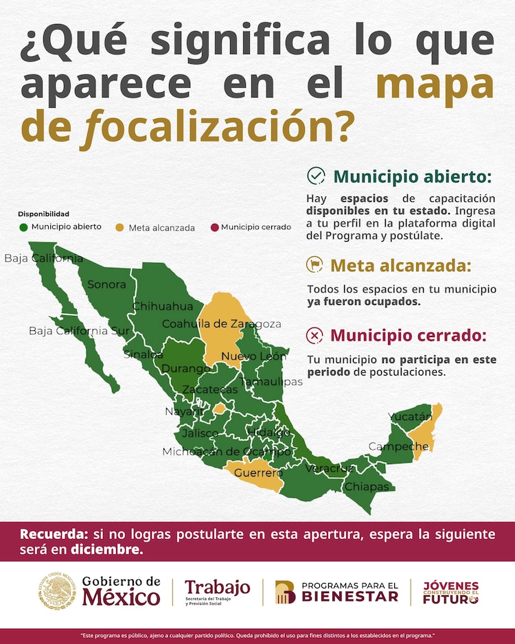 Mapa de focalización de Jóvenes Construyendo el Futuro