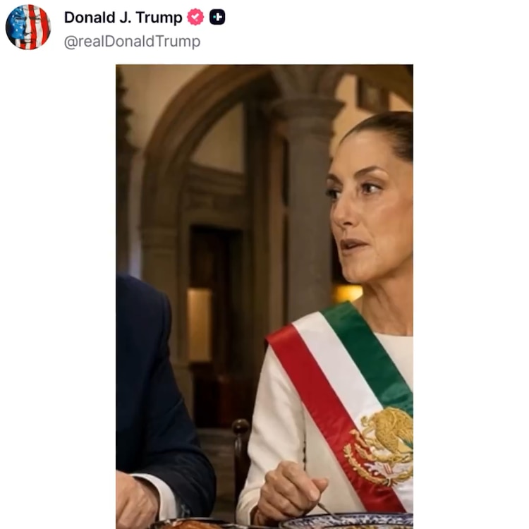 Sheinbaum, retratada en el video generado con IA de Donald Trump.