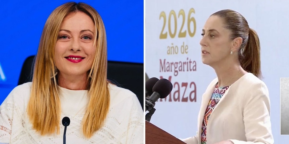 Giorgia Meloni, primera ministra de Italia (izq.), presenta plan de vivienda similar al de Claudia Sheinbaum, presidenta de México (der.).