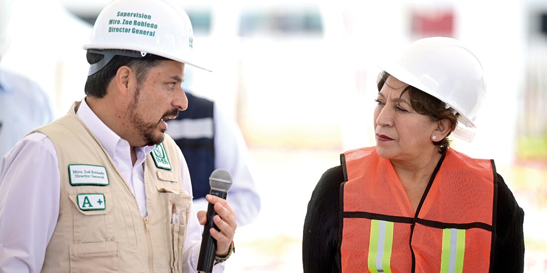 Zoé Robledo, director del IMSS, y la gobernadora Delfina Gómez, ayer.