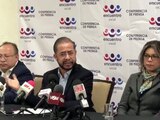 El dirigente nacional del PES, Hugo Eric Flores, durante la conferencia de prensa en Cuernavaca, ayer.