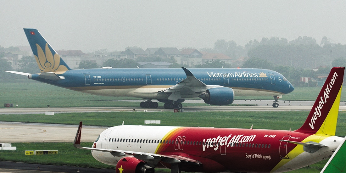 Vuelos en tierra en el aeropuerto de Noi Bai en Hanói, el pasado 16 de marzo.