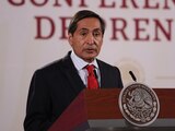 Rogelio Ramírez de la O esta mañana en Palacio Nacional, donde se preentó el plan contra la inflación.