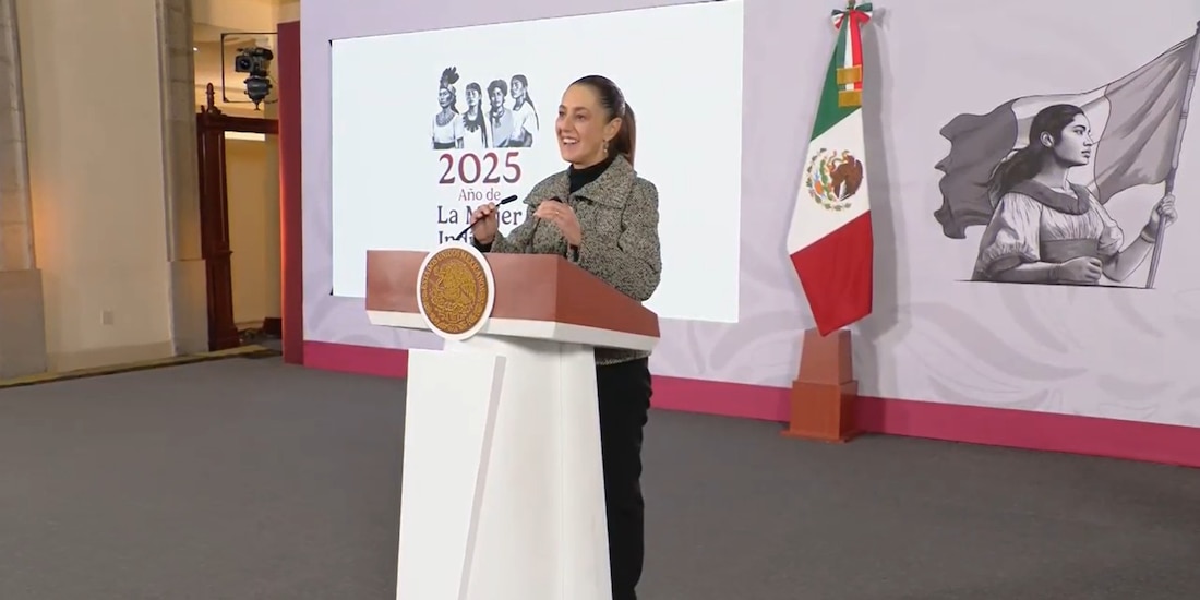 Presidenta Claudia Sheinbaum este jueves en Palacio Nacional.