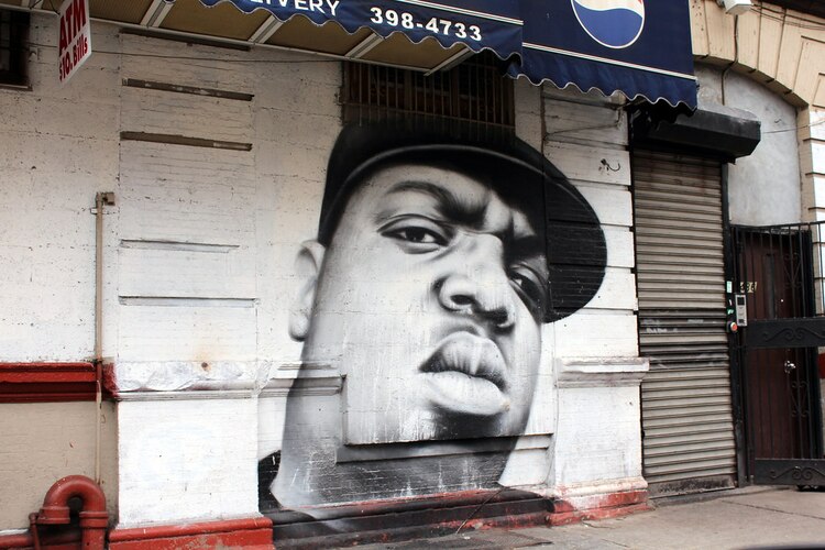 Un retrato del rapero Notorious BIG, en Brooklyn.