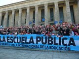 Docentes de varios países en el décimo Congreso Mundial de la Internacional de la Educación, ayer, en Buenos Aires, Argentina.