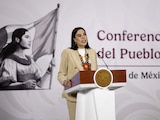 Josefina Rodríguez Zamora, secretaria de Turismo, durante la conferencia matutina presidencial en Palacio Nacional, el 18 de marzo de 2026.