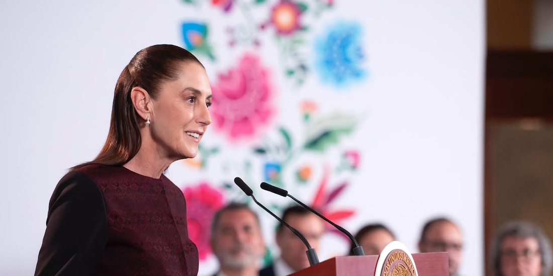 Claudia Sheinbaum este miércoles en Palacio Nacional.