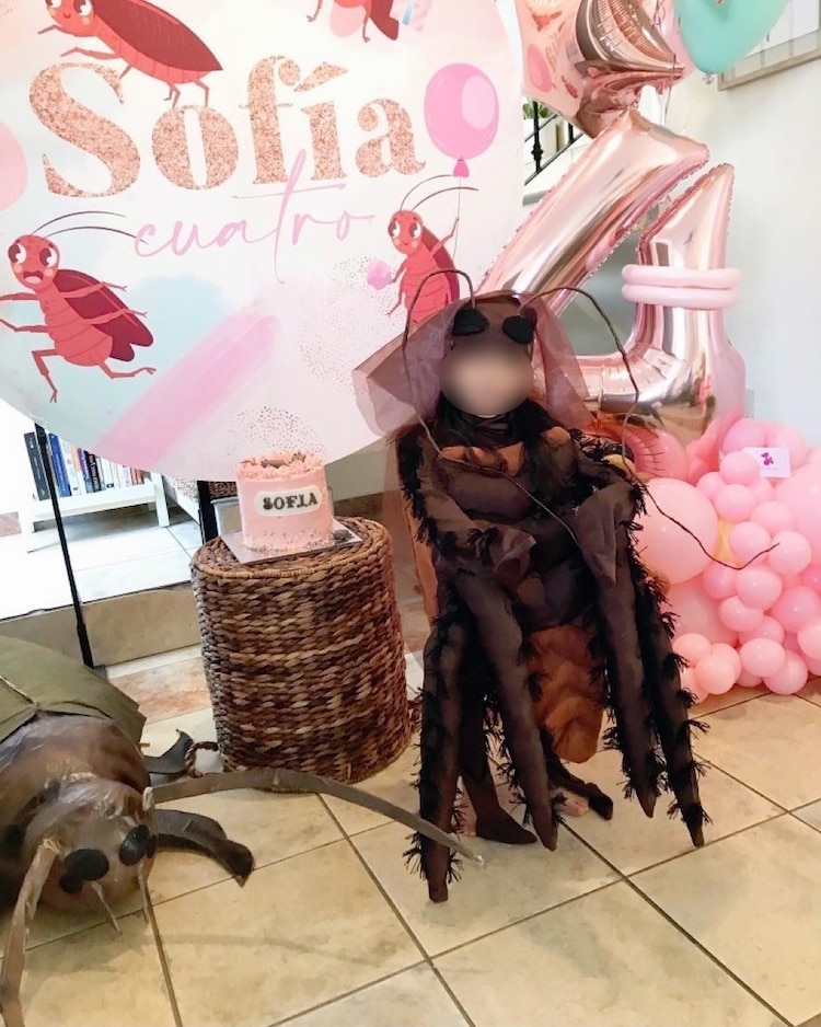 Niña celebra su cumpleaños con temática de cucarachas