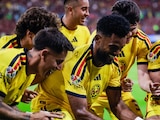 Miguel Borja y sus compañeros celebran su anotación ante Atlas.