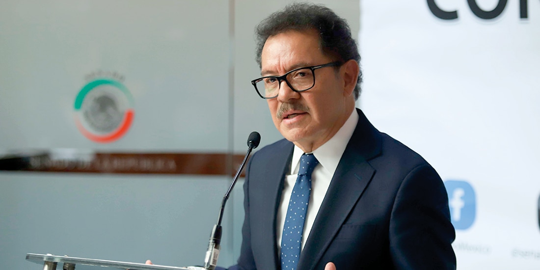 EL LEGISLADOR Ignacio Mier en conferencia de prensa desde el Senado, ayer.