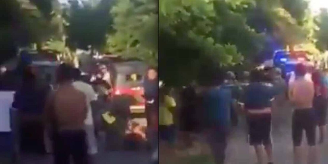 Pobladores arremeten contra dos hombres y una mujer, a quienes acusan de intentar secuestrar a un comerciante.