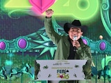 El Gobernador Ricardo Gallardo Cardona durante la presentación de la cartelera internacional para la FENAPO 2026.