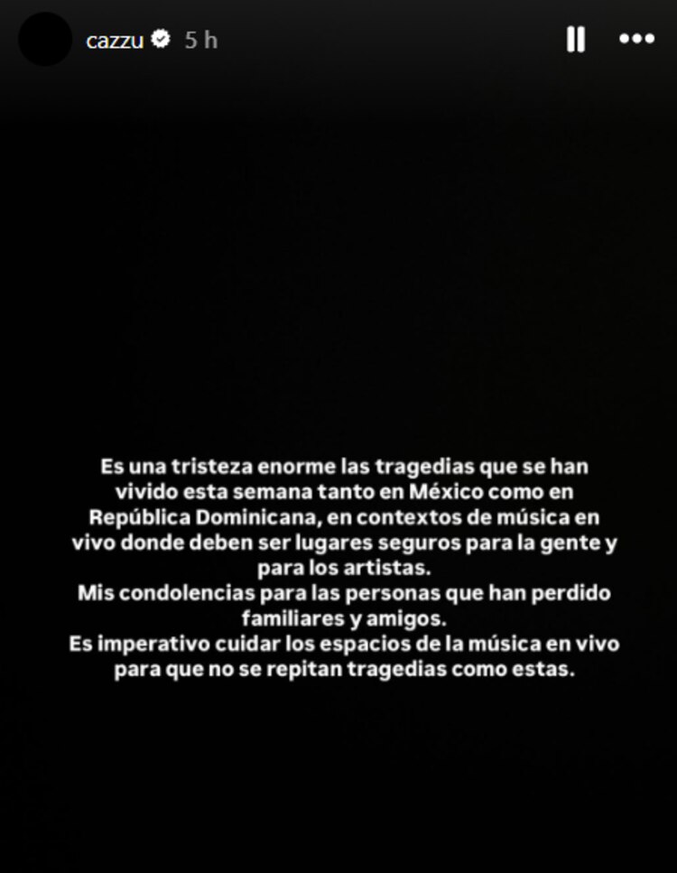 Cazzu reacciona a tragedias en México y República Dominicana