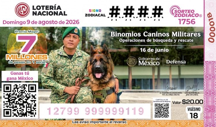 El Sorteo Zodiaco 1756 está dedicado a los binomios caninos militares.