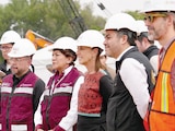 SHEINBAUM, con Delfina Gómez, gobernadora del Edomex, y Efraín Morales, de Conagua, ayer