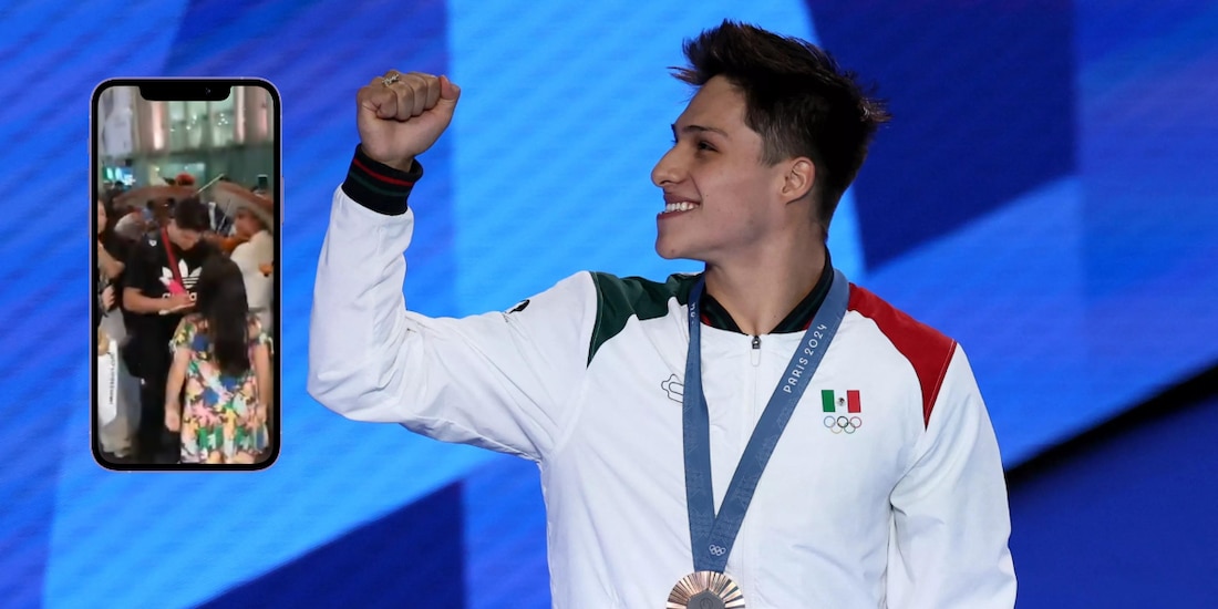 Osmar Olvera llega al AICM y es recibido como héroe entre música y aplausos