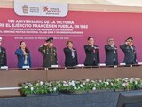 La gobernadora Delfina Gómez Álvarez, ayer, en la 22 Zona Militar, en Santa María Rayón, Edomex.