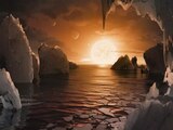 Imagen de un artista proporcionada de NASA/JPL-Caltech de cómo podría ser la superficie del exoplaneta TRAPPIST-1f, según datos disponibles sobre su diámetro, masa y distancia de la estrella que orbita.
