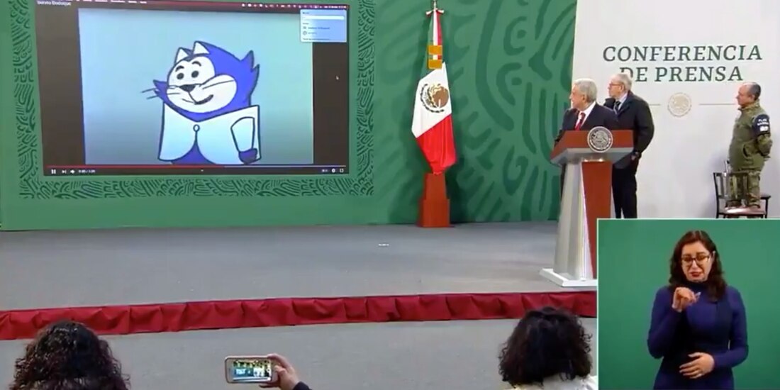 Un fragmento de la caricatura "Don Gato y su pandilla" fue reproducido durante la conferencia de AMLO.