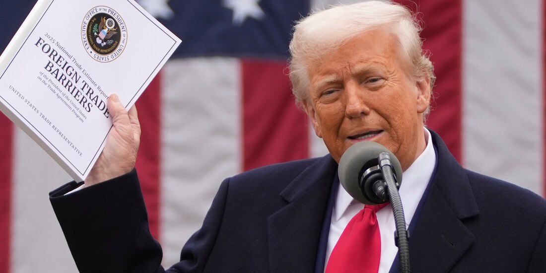 El presidente estadounidense Donald Trump habla durante un evento para anunciar aranceles nuevos en la Rosaleda de la Casa Blanca, en Washington, el miércoles 2 de abril de 2025