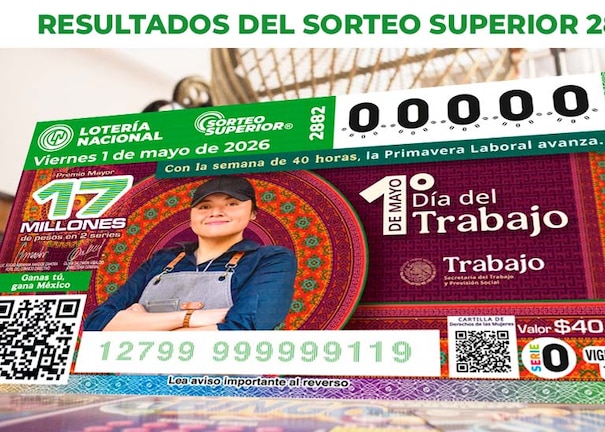 Resultados del Sorteo Superior 2882 del 1 de mayo del 2026.