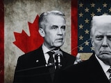 El presidente Donald Trump (der.) y el primer ministro de Canadá, Mark Carney (izq.).