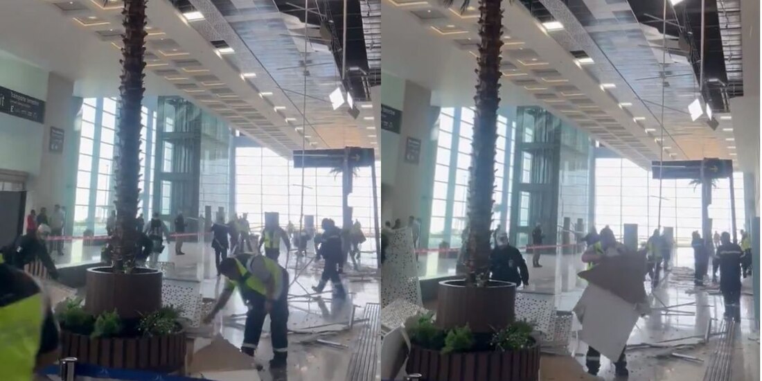 Cae estructura de techo del AIFA y se difunde en redes.