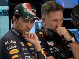 Checo Pérez, acompañado de Christian Horner, jefe de la escudería Red Bull de F1.