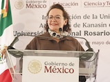 Alma Xóchitl Herrera, ayer en la inauguración del plantel de la UNRC, en Yucatán.