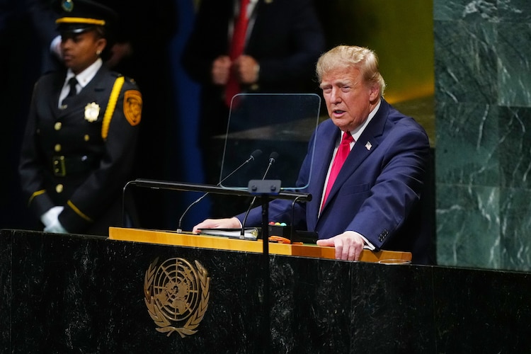 El presidente Donald Trump durante su intervención en la Asamblea General de las Naciones Unidas, el 22 de septiembre de 2026.
