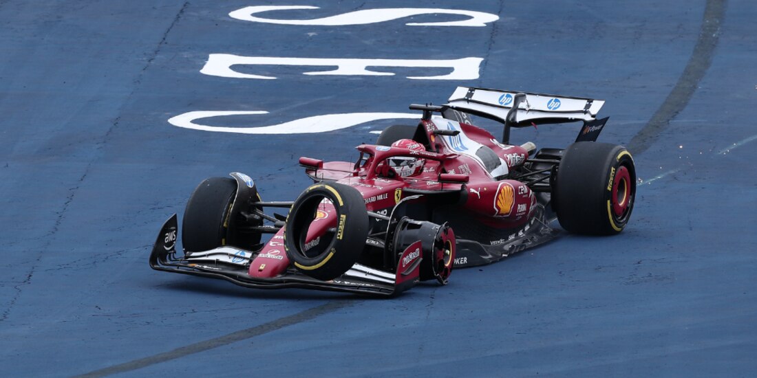 Charles Leclerc perdió un neumático en plena carrera.