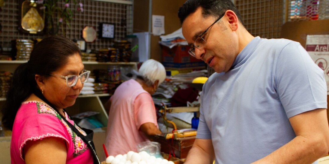 Juan Morales durante un acto proselitista en Iztacalco, en mayo pasado.