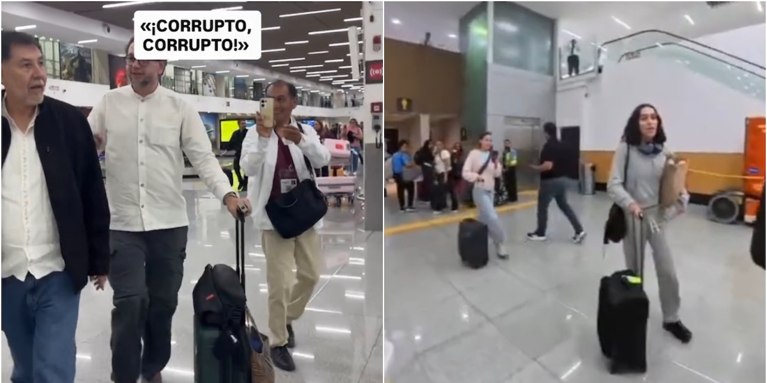 Jóvenes increparon al senador Gerardo Fernández Noroña en el AICM.