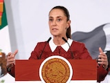 LA MANDATARIA federal, ayer, en conferencia de prensa en Palacio Nacional