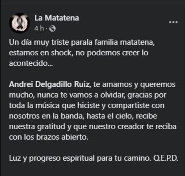 Mensaje de la banda La Matatena