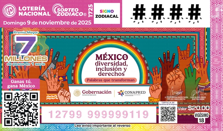 El Sorteo Zodiaco 1725 está dedicado a la Conmemoración por la Igualdad y la No Discriminación.