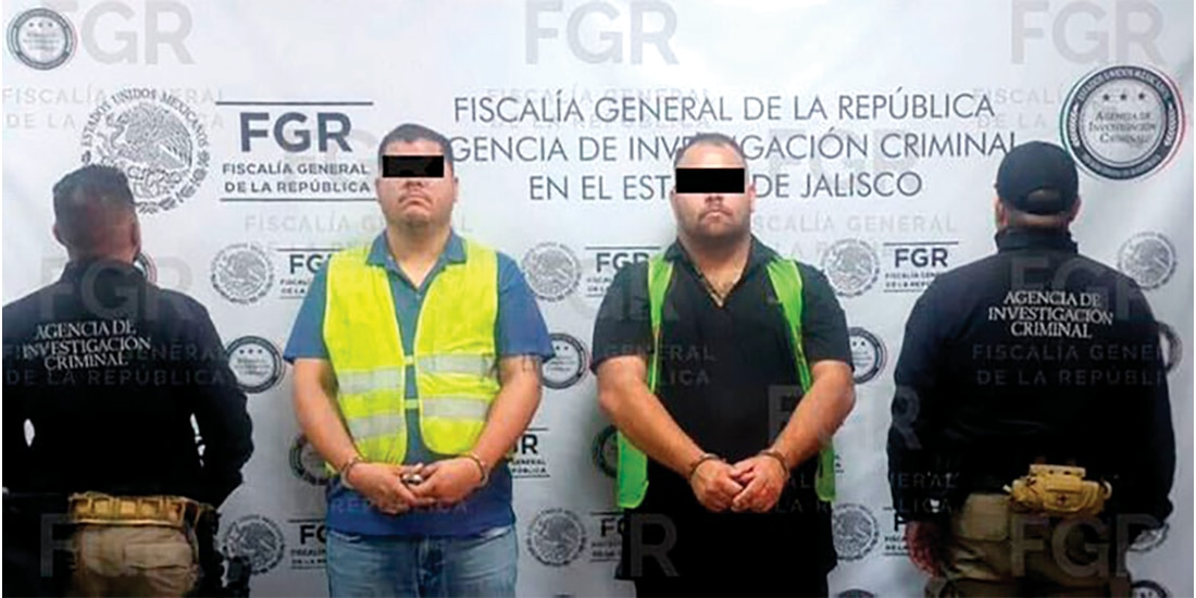 LOS DETENIDOS ayer por las autoridades en Guadalajara, tras un operativo conjunto.