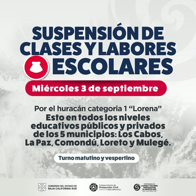 Por el huracán categoría 1 "Lorena"