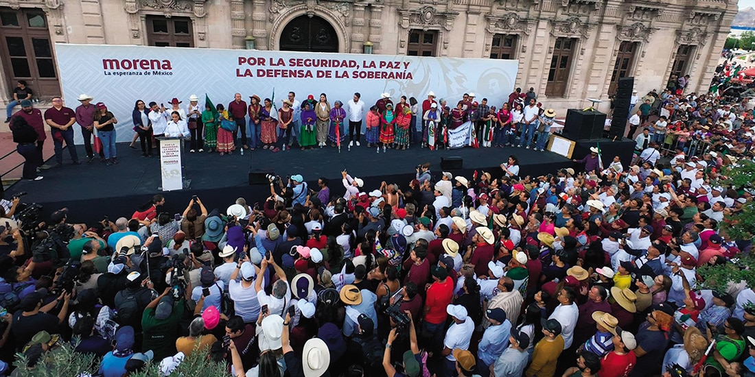 Mitin de Morena en Chihuahua, el sábado pasado, para exigir juicio político contra la mandataria estatal.