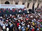 Mitin de Morena en Chihuahua, el sábado pasado, para exigir juicio político contra la mandataria estatal.