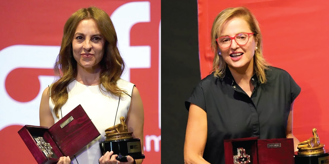MARINA DE TAVIRA recibe sus reconocimientos en el GIFF, ayer. │ Inna payán muestra la Cruz de Plata que le fue otorgada.