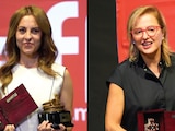 MARINA DE TAVIRA recibe sus reconocimientos en el GIFF, ayer. │ Inna payán muestra la Cruz de Plata que le fue otorgada.