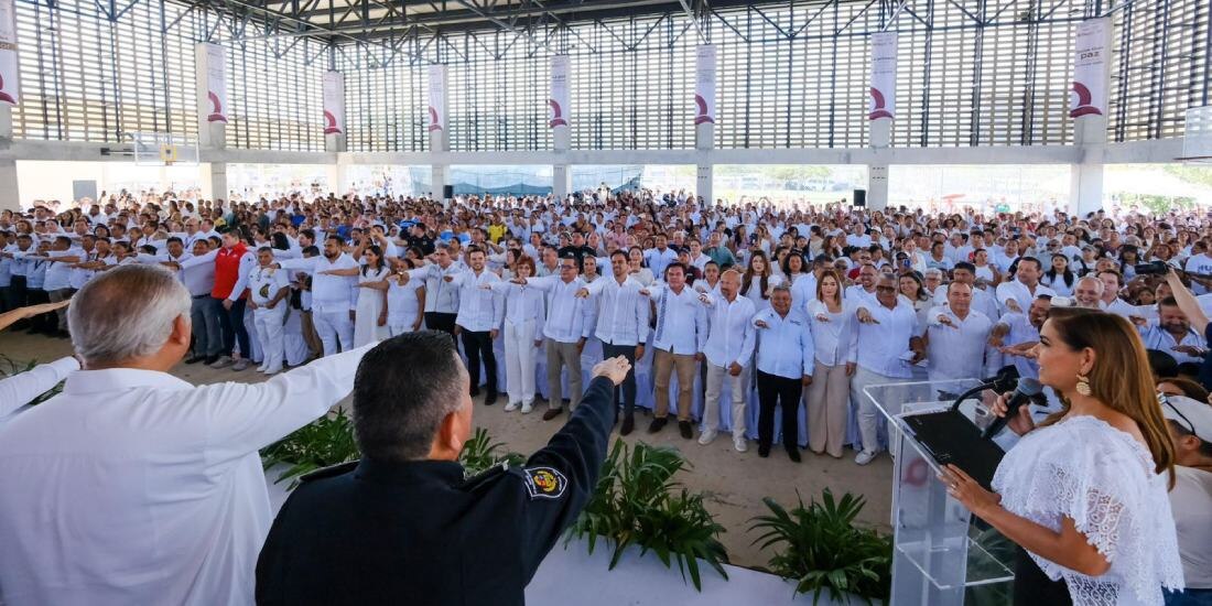 Mara Lezama toma protesta a mil 200 comités ciudadanos activos en el Consejo de Paz y Justicia Cívica en Quintana Roo.