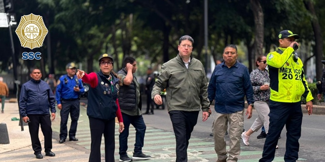 Pablo Vázquez, titular de la SSC-CDMX (centro), encabeza recorridos de seguridad.