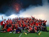 Futbolistas del Atlas festejan el título obtenido en el Torneo Clausura 2022 de la Liga MX, el pasado 29 de mayo.