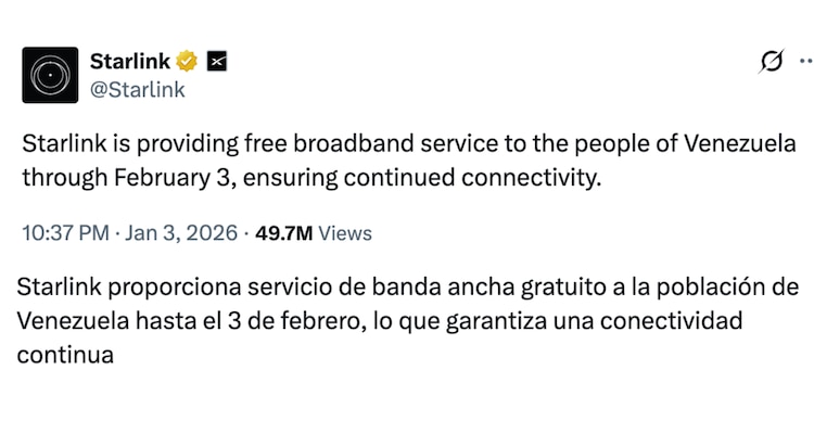 Starlink ofrece internet GRATIS en Venezuela
