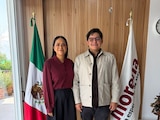 La dirigente nacional de Morena, Ariadna Montiel Reyes, y Paulo Emilio García González, dirigente de Morena en CDMX.